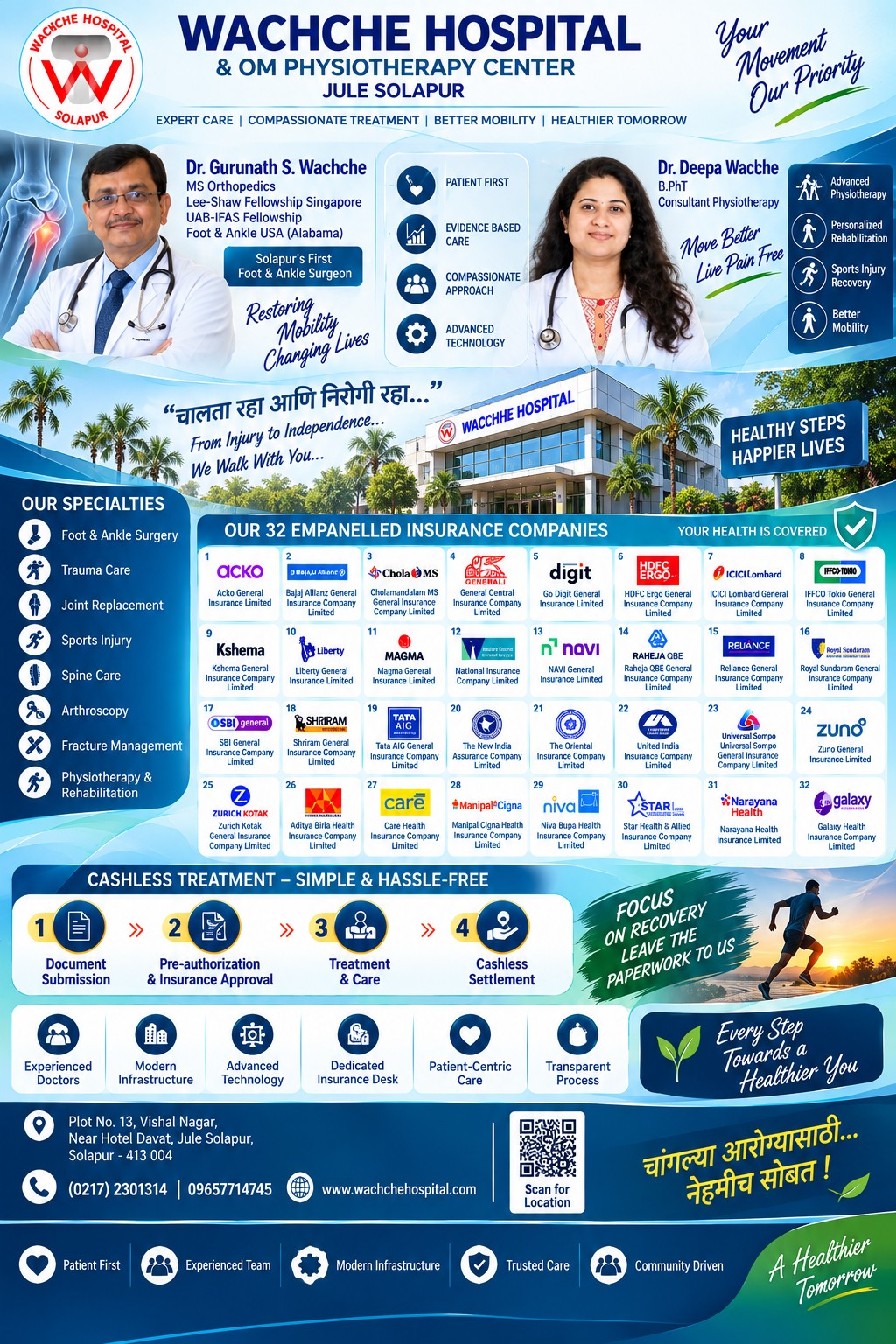 Wachche Hospital and OM Physiotherapy Center in Jule Solapur